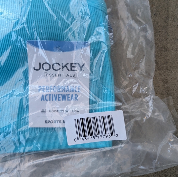 Jockey Essentials Cyan Blue Racerback Seamfree Jersey Ribbed Sports Bra NWT - Picture 9 of 12
